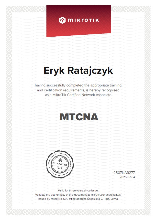 Certyfikat microtik