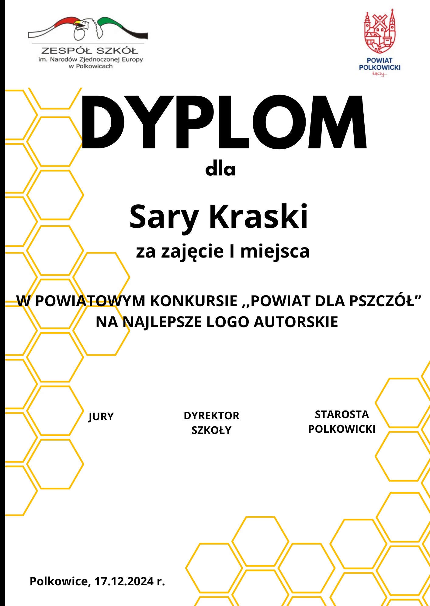 Są to wykonane przeze mnie dyplomy na szkolny konkurs