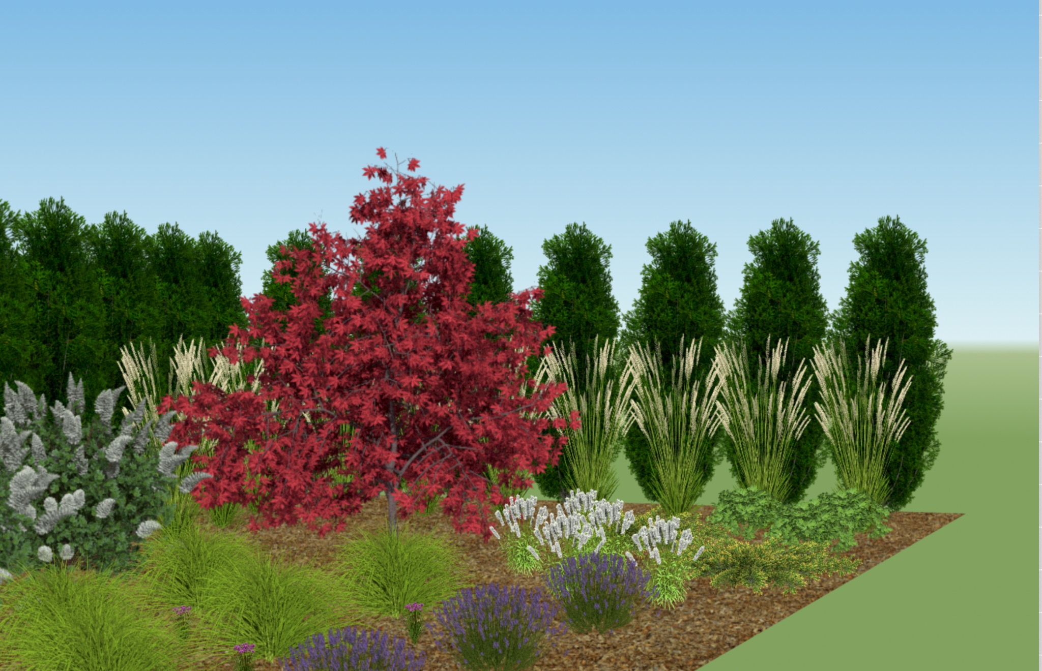 Wizualizacja nr 2 - fragment zieleni w ogrodzie przydomowym