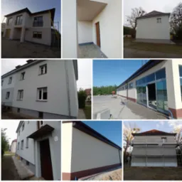 Zestawienie zdjęć budynków po pracach elewacyjnych: ocieplenie, tynkowanie i malowanie. Różne style architektoniczne i wykończenia.