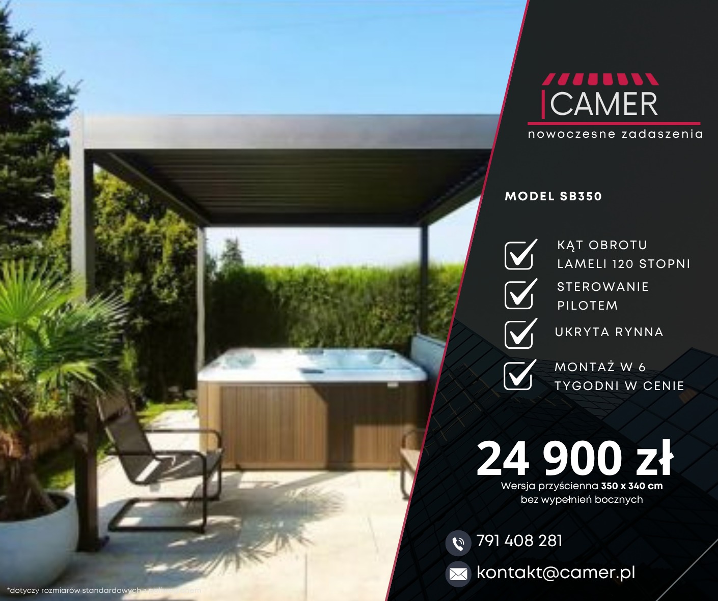 Wolnostojące zadaszenia jacuzzi z otwieranym dachem