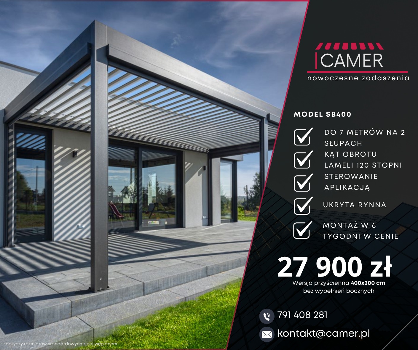 Lamelowe zadaszenia przyścienne