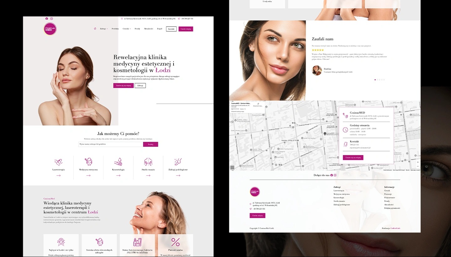 Dedykowana strona internetowa dla kliniki Medycyny Estetycznej CosinusMED