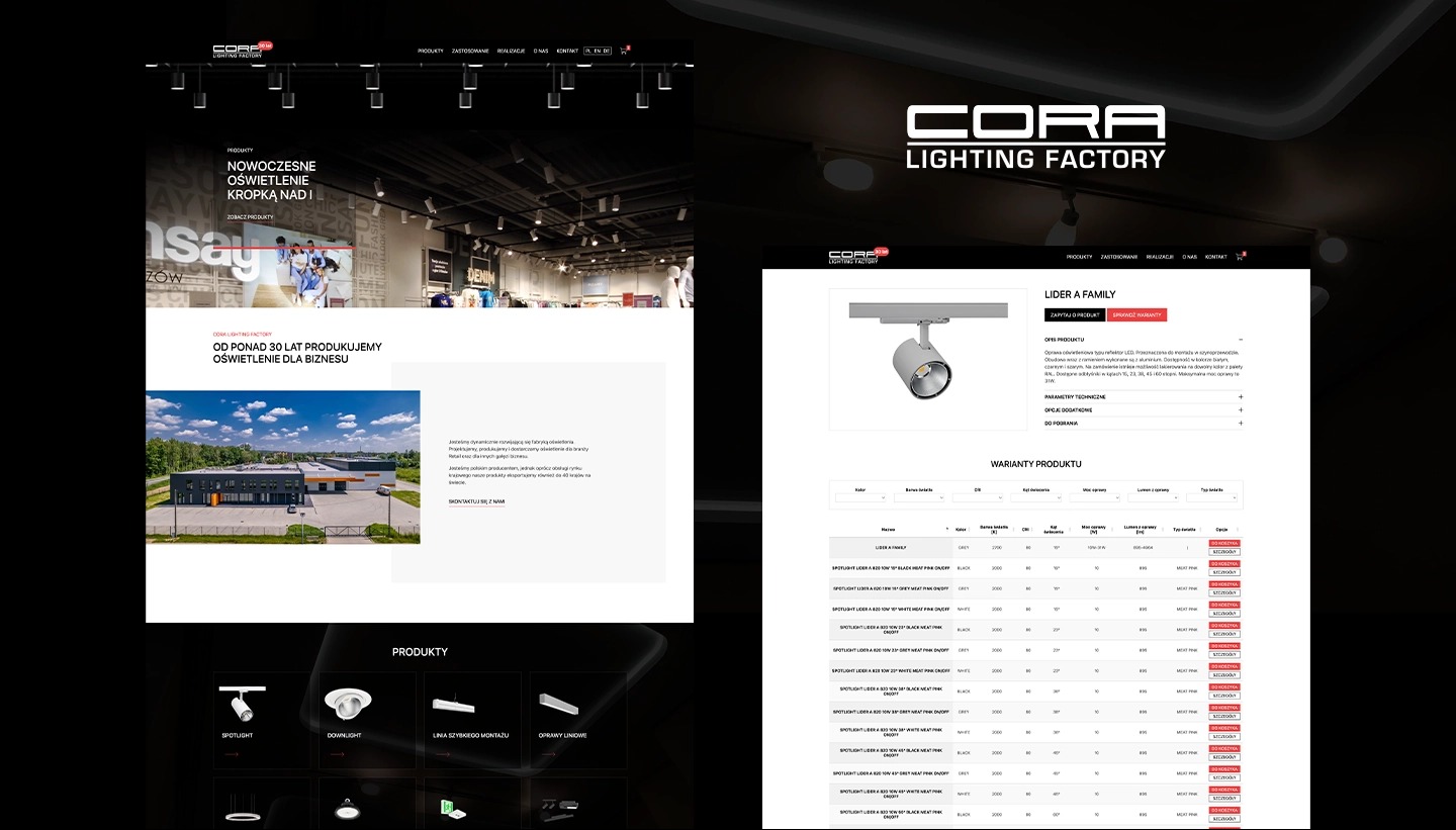 Strona internetowa z katalogiem produktów i funkcją koszyka