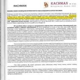 Inspiro Kancelaria Prawno-Księgowa - Artykuł o innowacyjnych rozwiązaniach internetowych usług księgowych Rachman Sp. z o.o., z logo firmy i informacjami o partnerach, podkreślający zdalny dostęp i nowoczesne technologie.