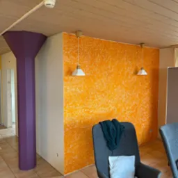 szpachlowanie płyt fermacell, nakładanie tynku strukturalnego 1,5mm + dekoracyjne malowanie