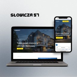 Strona inwestycji mieszkaniowej Słowicza 57 - głównym zadaniem było przedstawienie planu budynku, rozmieszczenia lokali i dostępnych mieszkań.
