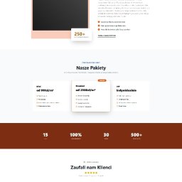 Mariusz Szwaracki Usługi IT - Strona internetowa firmy Archi Modern z ofertą wnętrz. Widoczne menu, nagłówek 'Wnętrza, które inspirują' i sekcje z projektami 3D, remontami i pakietami cenowymi.