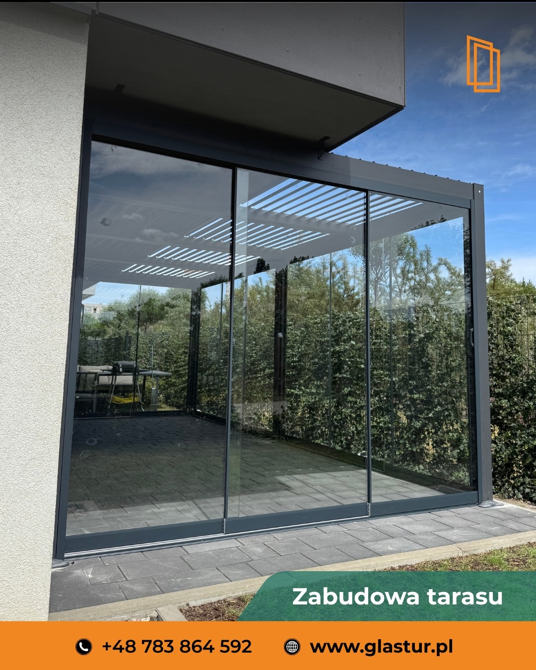 Szklana zabudowa tarasu zrealizowana przez Glastur Turek