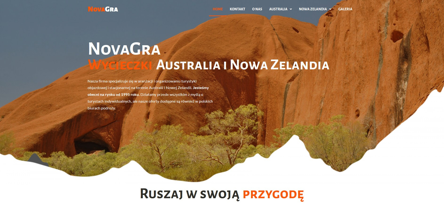 Strona internetowa, usługowa dla klienta oferującego wycieczki zagraniczne.