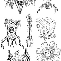 Projekty tatuaży, w typowo moim stylu. 