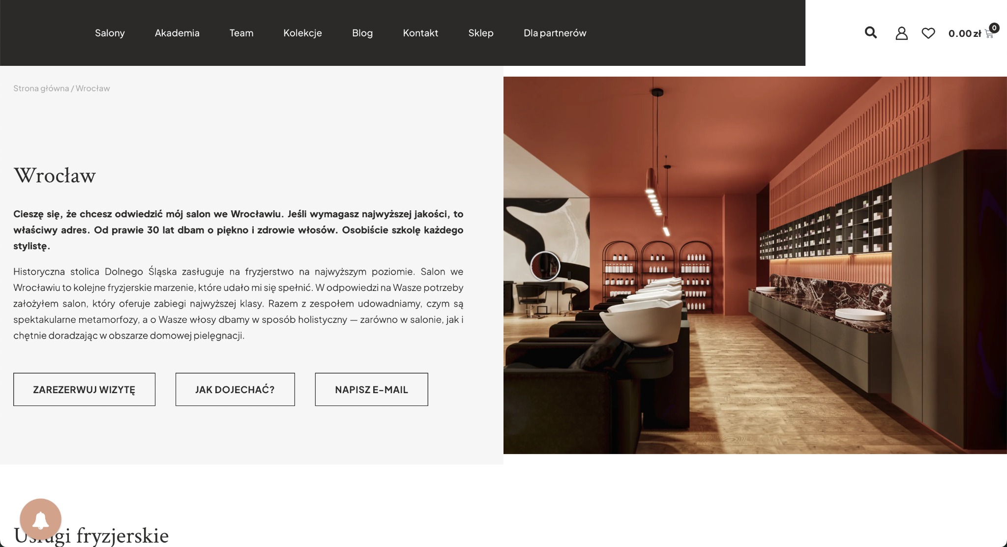 Realizacja strony internetowej dla salonu fryzjerskiego we Wrocławiu.