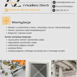 Wnętrze z kratką wentylacyjną w suficie, fragment instalacji z rur oraz akcesoria montażowe. Usługi: montaż, serwis, naprawa wentylacji.