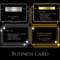 Kilka wariantów wizytówek wykonanych na potrzeby klienta w ramach projektu komercyjnego.