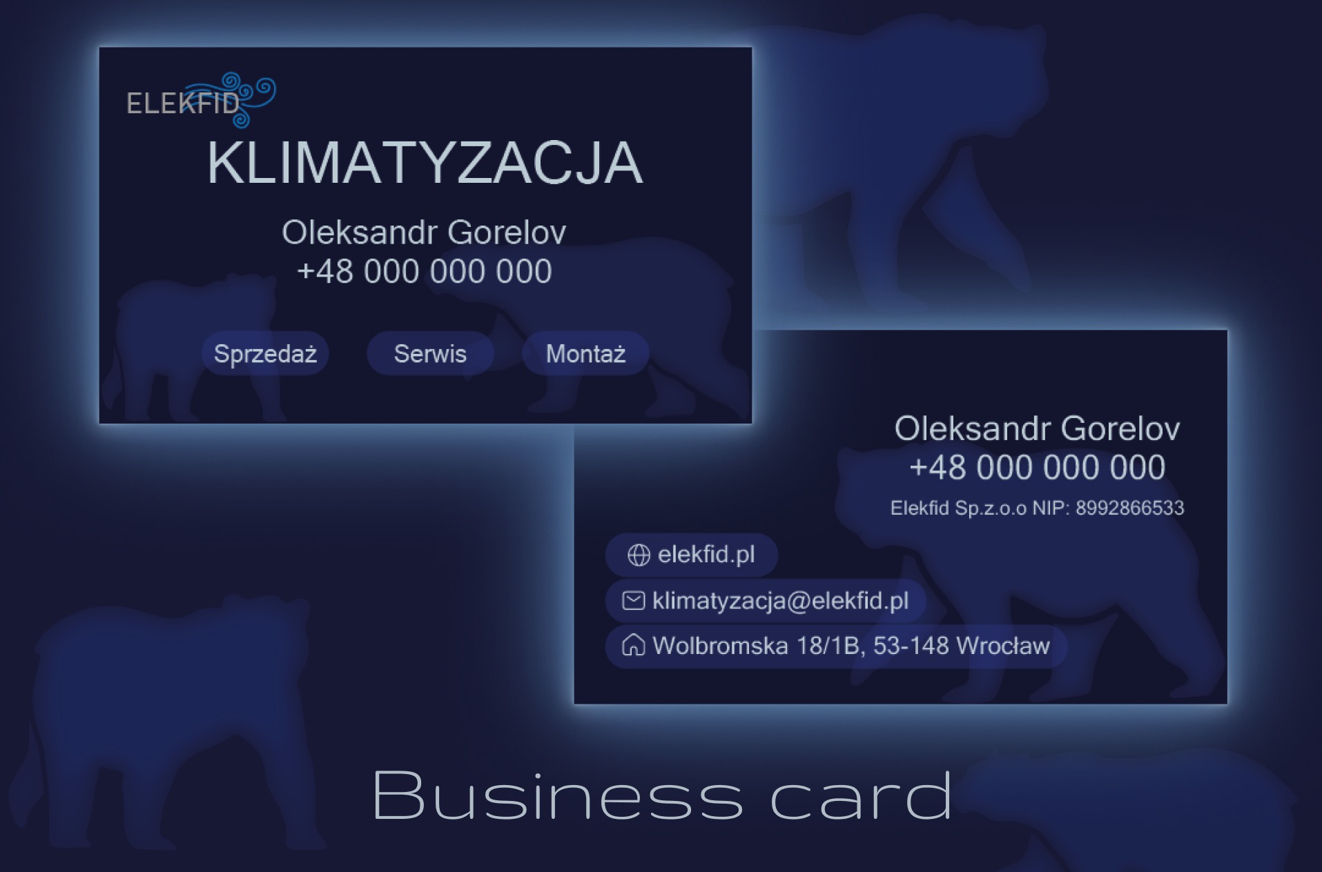 Wizytówki stworzone w ramach projektu komercyjnego na zamówienie klienta.