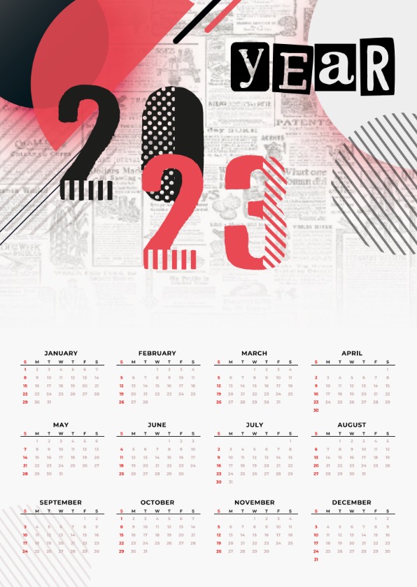 Kalendarz na rok 2023.