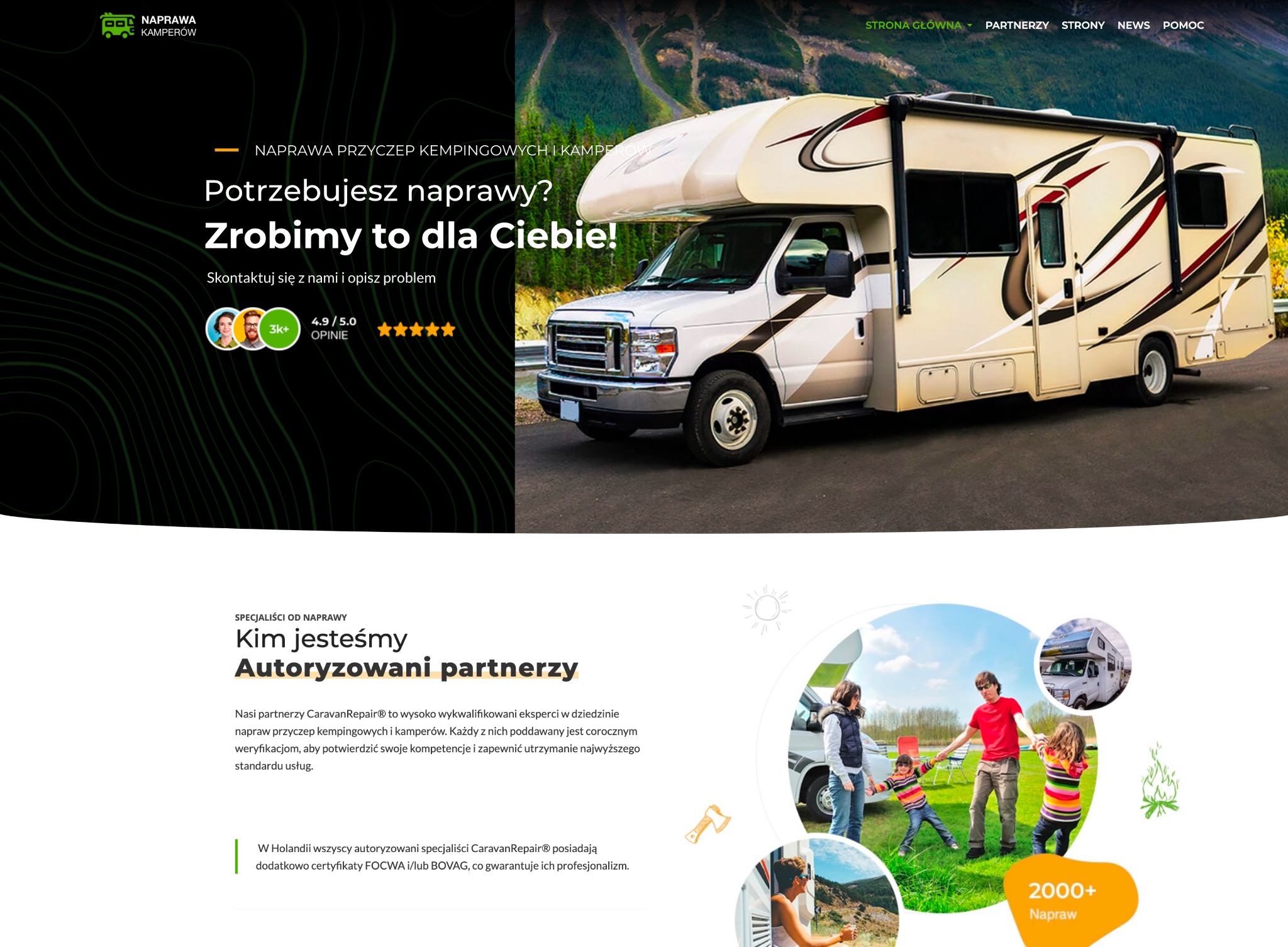 Strona internetowa dla firmy naprawiającej kampery