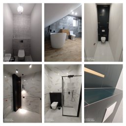 KS Perfect profesjonalne wykończenia wnętrz - Mozaika wykończonych łazienek: nowoczesne aranżacje z wanną wolnostojącą, kabiną prysznicową typu walk-in, podwieszanymi toaletami i różnorodnymi wzorami płytek.