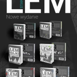 Okładki książek Stanisława Lema w aranżacji graficznej z Krakowa. Nowe wydanie popularnych tytułów, takich jak Solaris, Bajki Robotów, Cyberiada i Dialogi.