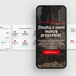 Manila Sebastian Haliński - Strona WWW firmy z branży robót ziemnych na ekranie smartfona. Prezentacja oferty i kontaktu w Poznaniu. Grafika z prac ziemnych w tle.