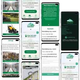 R4BL Media Radosław Barański - Prezentacja mobilnej strony firmy sprzątającej Sauber z ofertą sprzątania, pielęgnacji ogrodów i wypożyczalni sprzętu w Trójmieście, z danymi kontaktowymi i referencjami.