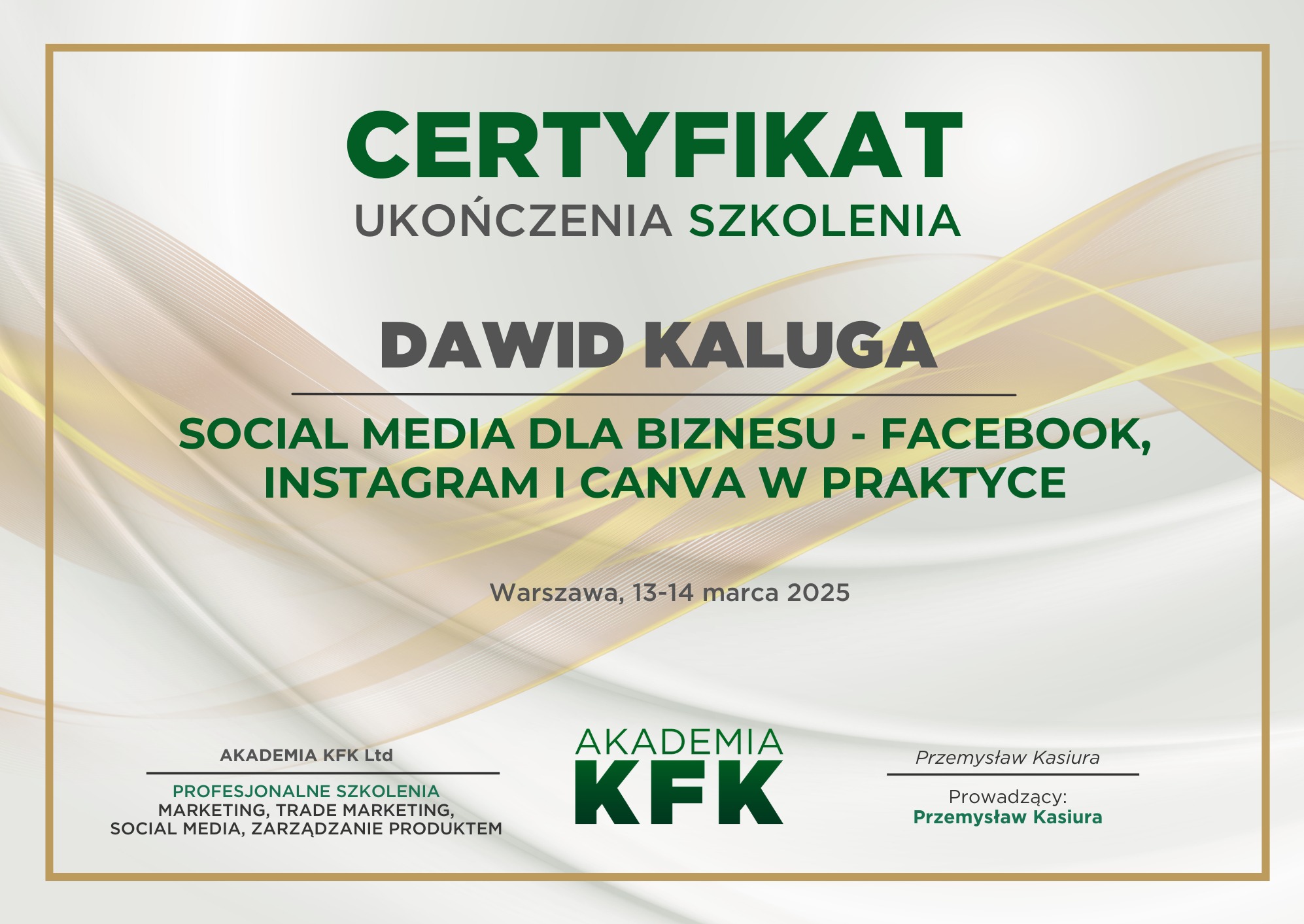 Certyfikat z tworzenia kampanii reklamowych META ADS