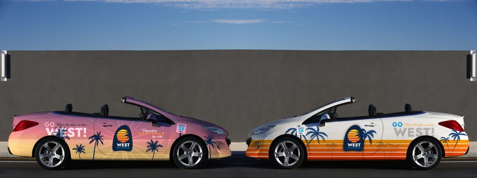 Elementy identyfikacji wizualnej i oznakowania klubu plażowego w Łebie