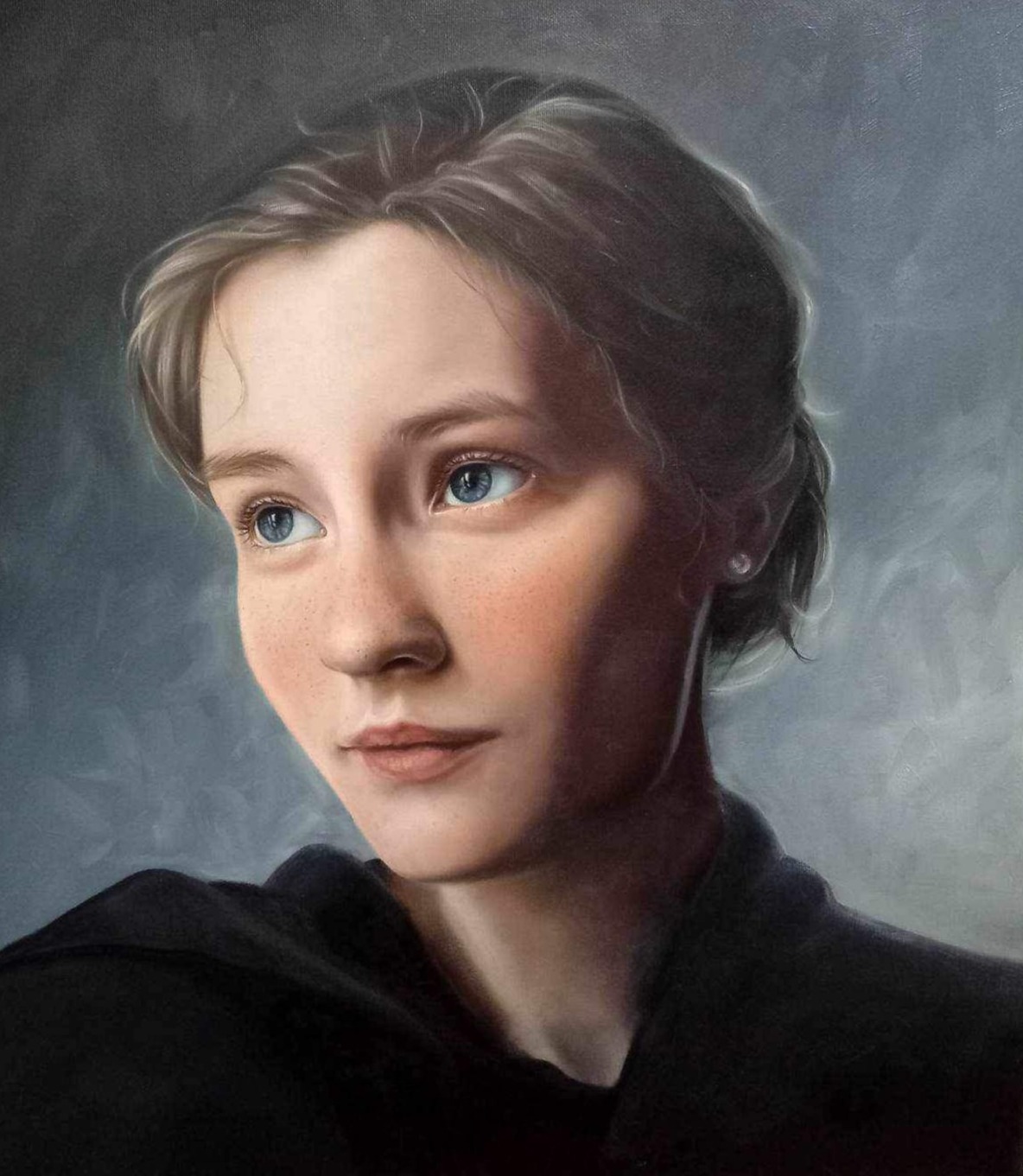 Portret dziewczyny 60×70 cm. Płótno, farby olejowe.