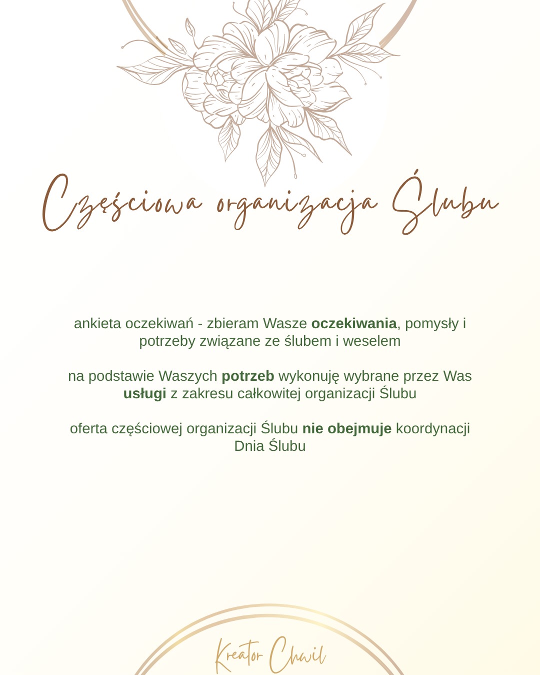 częściowa organizacja ślubu