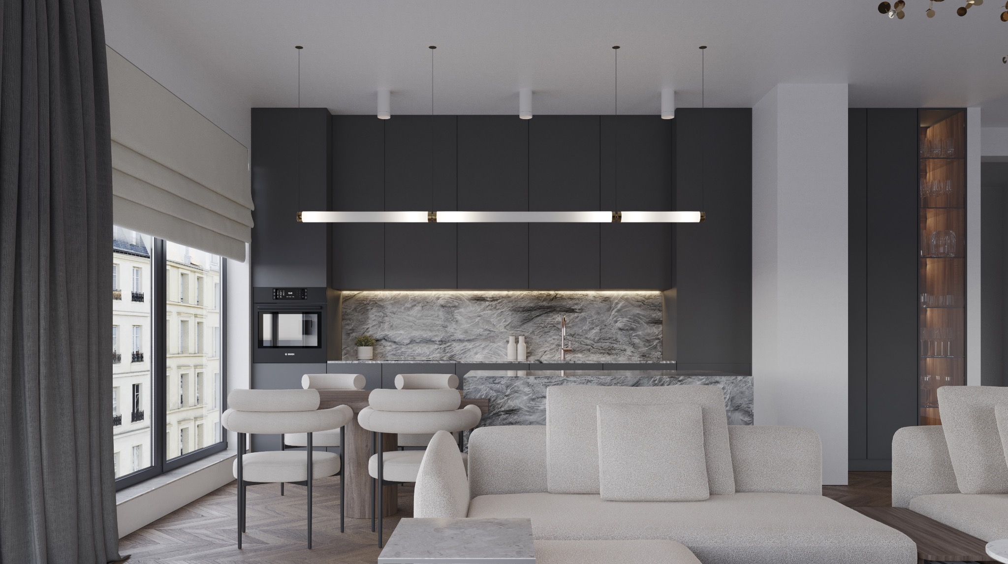 Salon z aneksem kuchennym