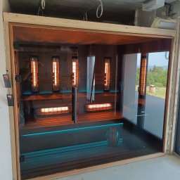 ADEIRA Grzegorz Wiśniowiecki - Sauna fińska + infrared z palonego abachi wykonana przez nas dla prywatnego klienta.