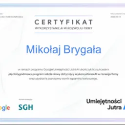 Wykorzystanie AI w Rozwoju Firmy - kurs Google i Szkoła Główna Handlowa w Warszawie