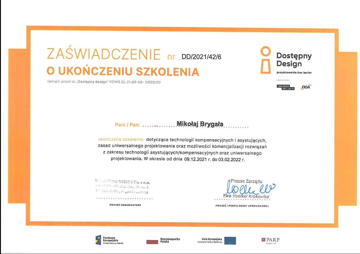 Dostępny design - UX i Projektowanie Uniwersalne wraz z technologiami kompensacyjnymi - Concordia Design i DGA S.A.