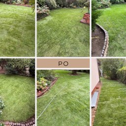 Przygotowanie terenu (wycięcie trawy, dosypanie ziemi z piaskiem, wyrównanie) położenie trawy z rolki