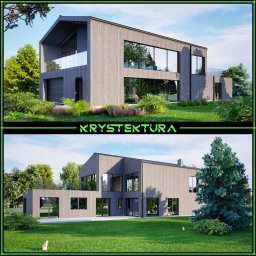 Nowoczesność w każdym calu! Ten dom jednorodzinny to połączenie minimalistycznego designu z funkcjonalnością. Szarość, drewno i szkło tworzą idealne trio, a przestrzeń i światło zachwycają w każdym zakątku. 