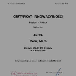 Certyfikat innowacyjności 