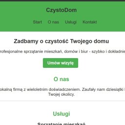 Prosta i przejrzysta strona-wizytówka dla firmy sprzątającej. Zawiera najważniejsze sekcje: oferta, o nas, kontakt oraz przycisk do szybkiej rezerwacji wizyty. Strona jest responsywna i działa na każdym urządzeniu.