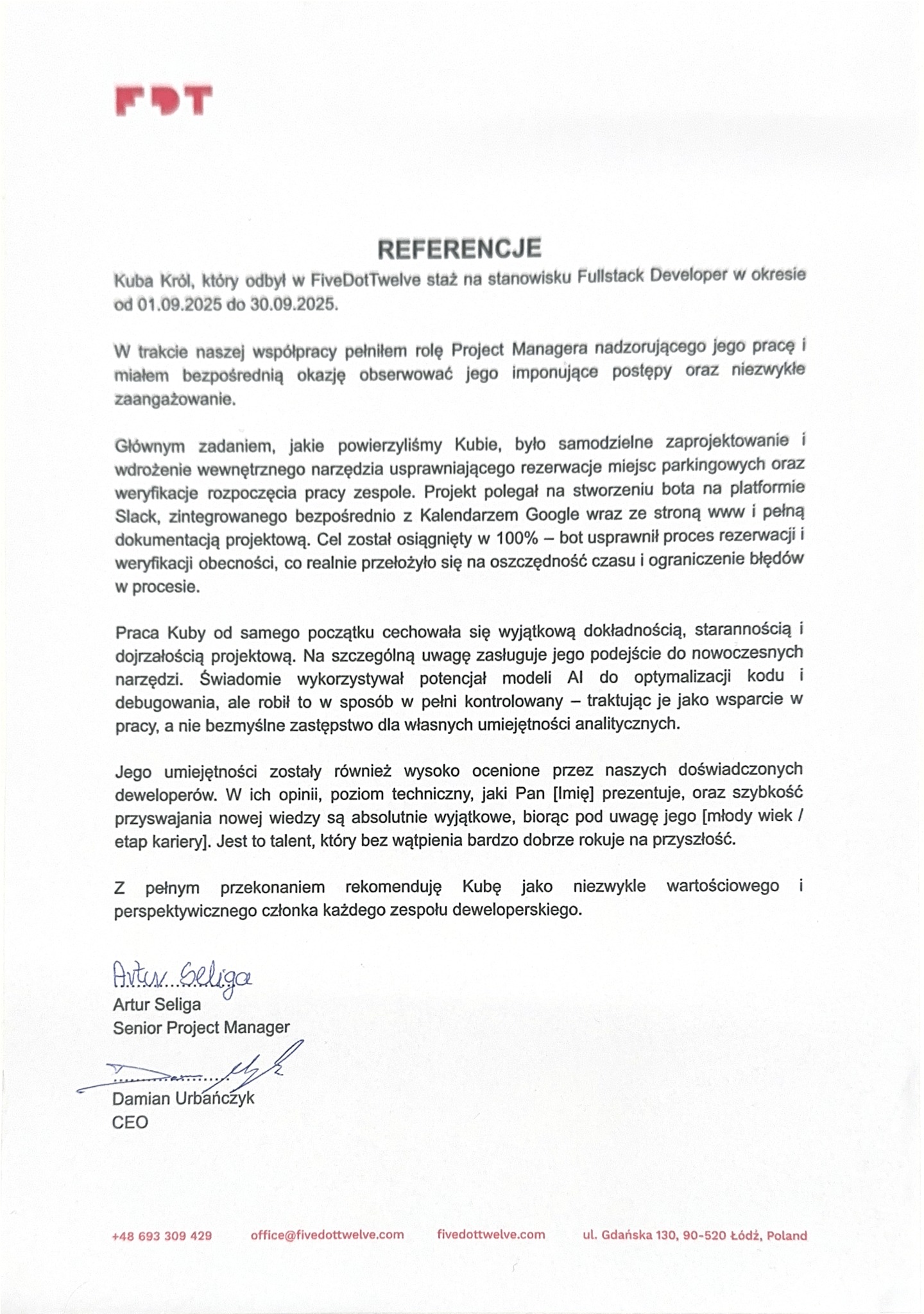 Doświadczenie ze stażu