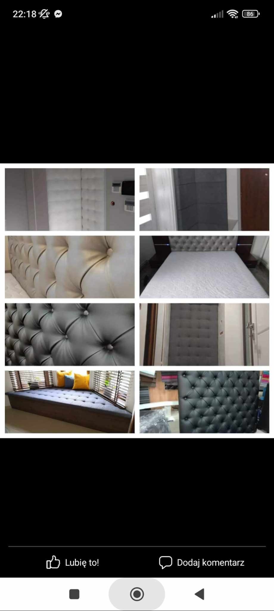 Kompozycja zdjęć tapicerowanych paneli ściennych, zagłówków i siedzisk z pikowaniami w różnych kolorach i stylach wykończenia.