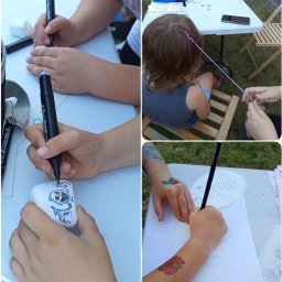 Fantazja- animacje, integracja, zabawy ruchowe - Atrakcje dla dzieci: malowanie kamieni, zaplatanie warkoczyków i tatuaże na rękach podczas imprezy plenerowej. Kreatywne warsztaty.