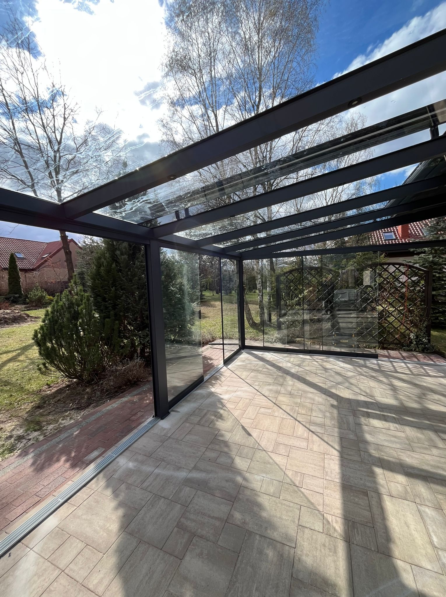 Dach szklany i system przesuwny