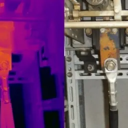 Uszkodzone złącze przekładnika w rozdzielnicy