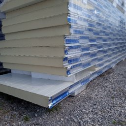 Płyta PIR gr 10cm, kolor RAL w większości biały/biały linia/linia, krycie 1,14cm, gatunek II, różne długości dostępne od ręki z placu