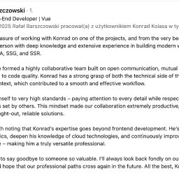 Polecenie od współpracownika, z którym realizowaliśmy projekt przez blisko 2 lata, wykonując gruntowną przebudowę całego serwisu