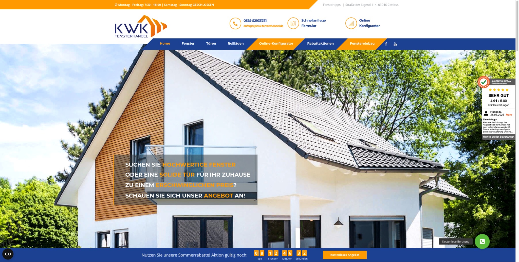 Realizacja strony internetowej dla klienta z branży stolarki okiennej.