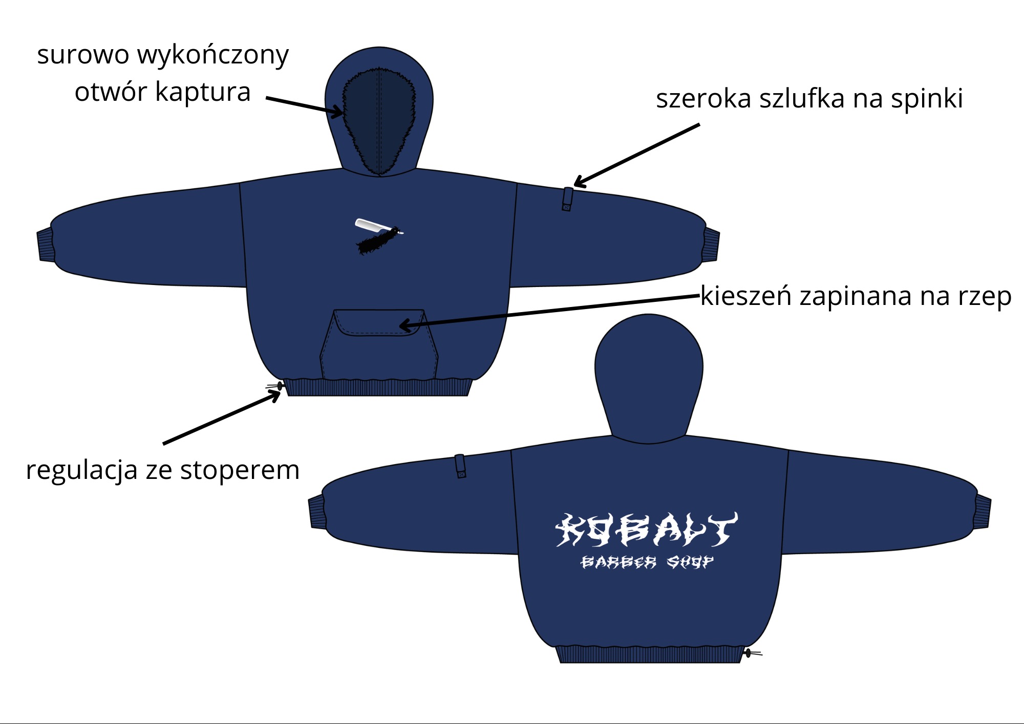 Bluza dla Kobalt barber Wizualizacja