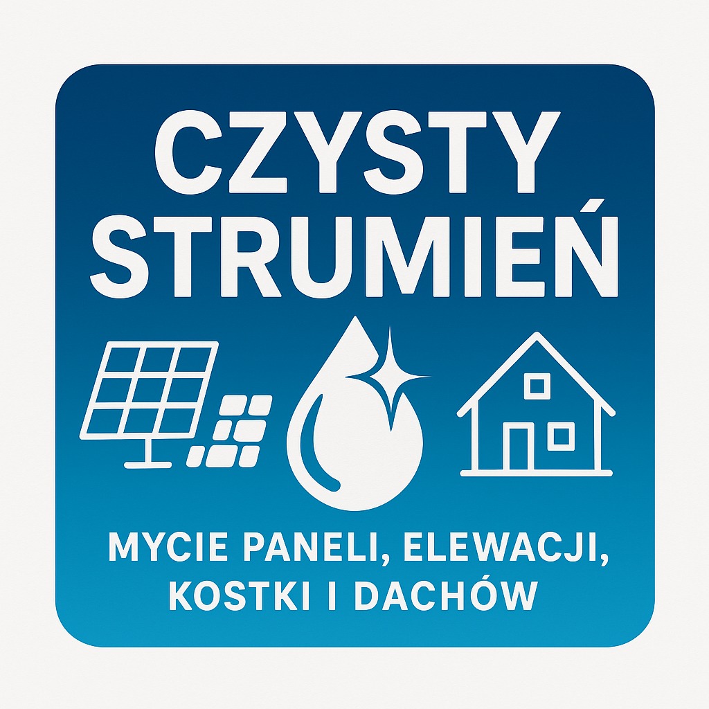logo czysty strumień - firma od profesjonalnego mycia paneli, elewacji, kostki, dachów i witryn