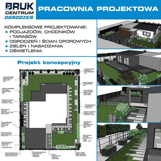 Oferujemy usługi projektowe 2D , 3D ogrodzeń , podjazdów, zieleni, oświetlenia . ZWROT przy zakupie towaru