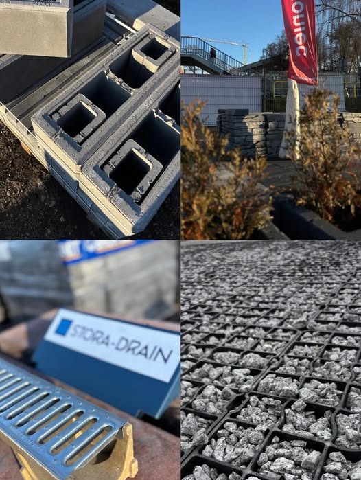 Ogrodzenia , odwodnienia , geokraty , kostka brukowa