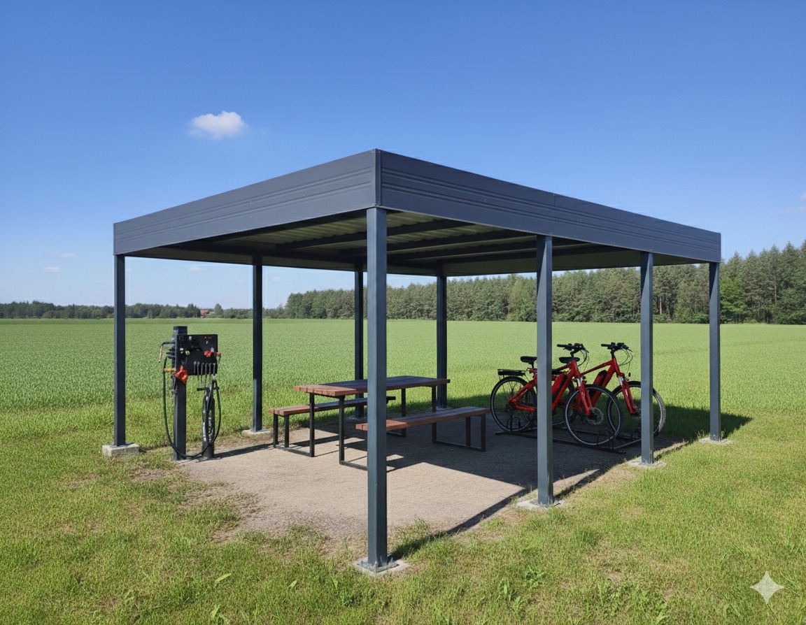 Wiata fotowoltaiczna , adaptacja pod samochód lub rowery